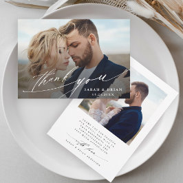 Cartão De Agradecimento Casamento Fotográfico 2 do Modern Chic Calliograph