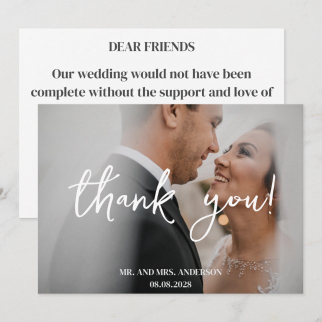 Cartão De Agradecimento Casamento fotográfico botânico de eucalipto elegan (Frente/Verso)