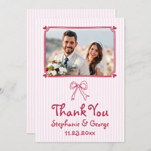 Cartão De Agradecimento Casamento fotográfico branco desenhado com mão ros