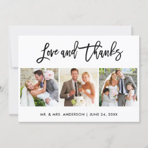 Cartão De Agradecimento Casamento Fotográfico com Amor e Obrigados em Esc