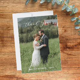 Cartão De Agradecimento Casamento Fotográfico com Roteiro Moderno