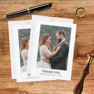 Cartão De Agradecimento Casamento Fotográfico com Roteiro Moderno