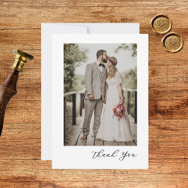 Cartão De Agradecimento Casamento Fotográfico com Roteiro Moderno