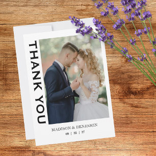 Cartão De Agradecimento Casamento Fotográfico com Roteiro Moderno