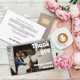 Cartão De Agradecimento Casamento Fotográfico com Típica Retroativa Modern