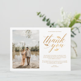 Cartão De Agradecimento Casamento Fotográfico de Luxury Gold Foil