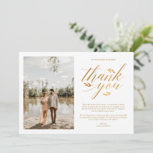 Cartão De Agradecimento Casamento Fotográfico de Luxury Gold Foil
