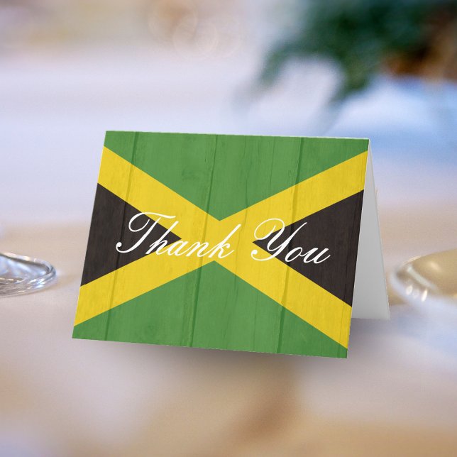 Cartão De Agradecimento Casamento Fotográfico de madeira jamaicana (Jamaica Jamaican Wood Picture Photo Wedding Thank You Card)