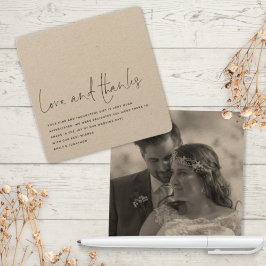 Cartão De Agradecimento Casamento Fotográfico de Obrigados de Amor Contemp