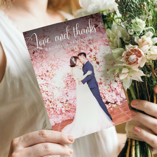 Cartão De Agradecimento Casamento Fotográfico de obrigados e Amor Obrigado (Criador carregado)