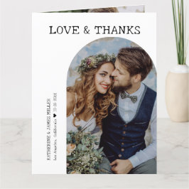 Cartão De Agradecimento Casamento Fotográfico do Arco Branco 2 com Obrigad