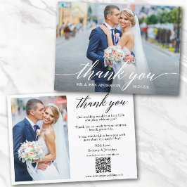 Cartão De Agradecimento Casamento Fotográfico do Código QR 2 da Caligrafia