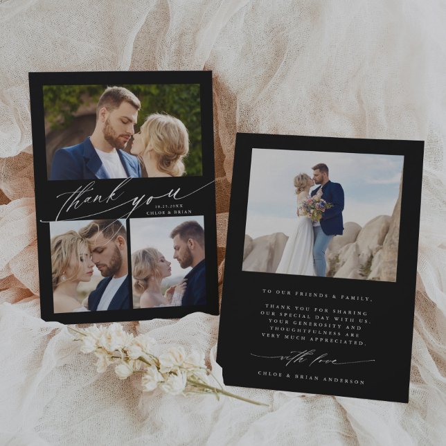 Cartão De Agradecimento Casamento Fotográfico do Modern Boho 4 Obrigado (Criador carregado)