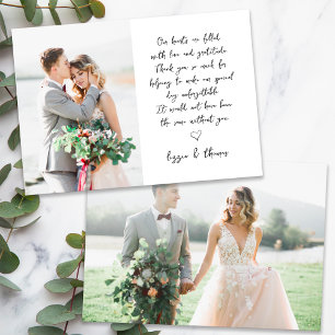 Cartão De Agradecimento Casamento Fotográfico do Script 2 de Caligrafia