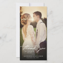 Cartão De Agradecimento Casamento Fotográfico do Script 3 de Manuscrito de