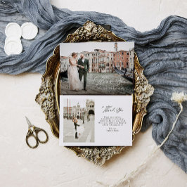 Cartão De Agradecimento Casamento Fotográfico do Script Clássico de Elegân