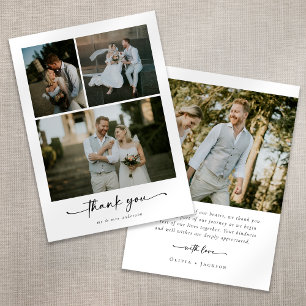 Cartão De Agradecimento Casamento Fotográfico do Script de Caligrafia 4