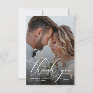 Cartão De Agradecimento Casamento Fotográfico Elegante Dois