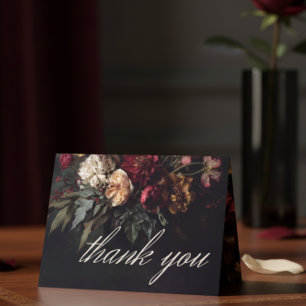Cartão De Agradecimento Casamento Fotográfico Floral Gótico Sombrio Românt