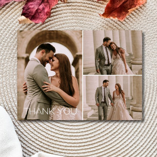 Cartão De Agradecimento Casamento Fotográfico Moderno 3 Obrigado