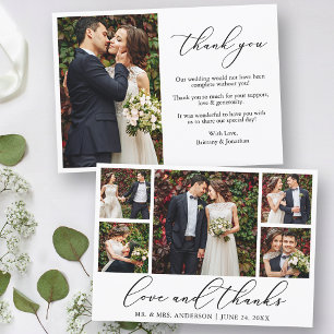 Cartão De Agradecimento Casamento Fotográfico Moderno Minimalista Amor 6