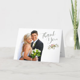 Cartão De Agradecimento Casamento Fotográfico Obrigado Rosas Moles Rosa