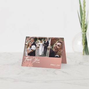 Cartão De Agradecimento Casamento Fotográfico Pequim 3 Cor-de-Rosa Moderno