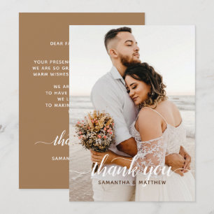 Cartão De Agradecimento Casamento Fotográfico Rústico Moderno Elegante Mar