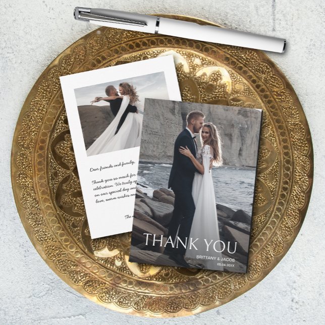 Cartão De Agradecimento Casamento Fotográfico Simples (SMALL 3.5" x 5" (you can change the size when ordering.))
