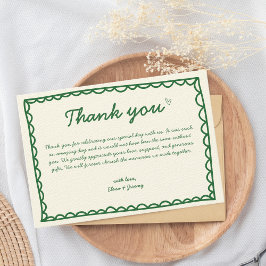 Cartão De Agradecimento Casamento Francês Verde Com Scribble Vintage