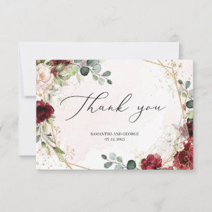 Cartão De Agradecimento Casamento geométrico de ouro de Bohemian Blush Bl