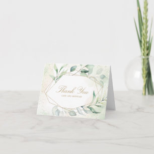 Cartão De Agradecimento Casamento Geométrico Dourado Elegante Eucalyptus G