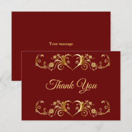 Cartão De Agradecimento Casamento Geométrico Elegante do Ouro Vermelho