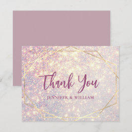Cartão De Agradecimento Casamento Geométrico Elegante Roxo