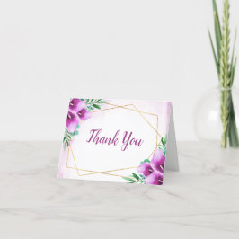 Cartão De Agradecimento Casamento Geométrico Roxo Calla Lily