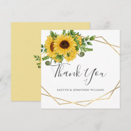 Cartão De Agradecimento Casamento Geométrico Rustic Summer Sunflower