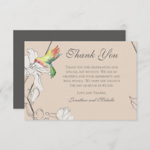 Cartão De Agradecimento Casamento Geométrico Watercolor Hummingbird