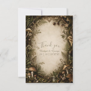 Cartão De Agradecimento Casamento Goblincore da Floresta Encantada