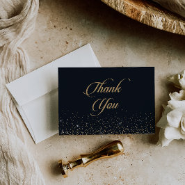 Cartão De Agradecimento Casamento Gordo Confete Caligrafia Clássico Dourad