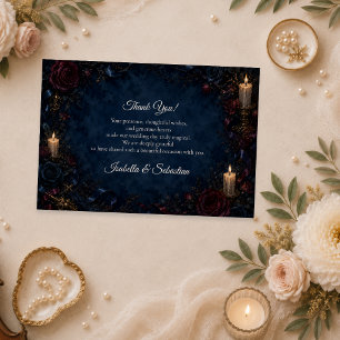 Cartão De Agradecimento Casamento Gótico com Velas Aceso