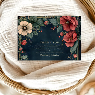 Cartão De Agradecimento Casamento Gótico Floral Barroco