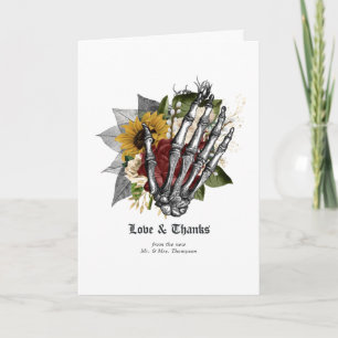 Cartão De Agradecimento Casamento Gótico Floral Floral de outono