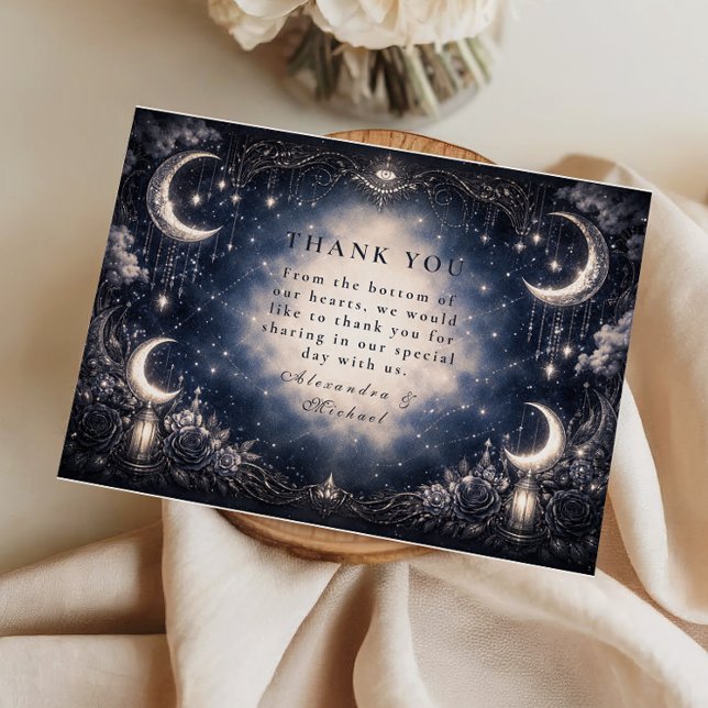 Cartão De Agradecimento Casamento Gótico Lua Celestial (Criador carregado)