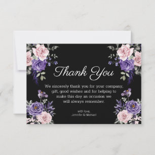 Cartão De Agradecimento casamento gótico-púrpura-rosa-rosa-preto-halloween