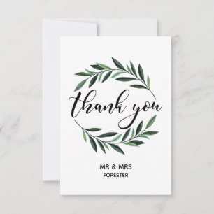 Cartão De Agradecimento Casamento Greenery Wreath Flat Obrigado
