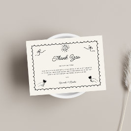 Cartão De Agradecimento Casamento Horizontal De Foto Em Francês Desenhado