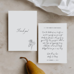 Cartão De Agradecimento Casamento Ilustrado à Mão Minimalista e Caprichoso