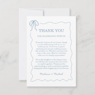 Cartão De Agradecimento Casamento Ilustrado Azul Desenhado à Mão Espanhola