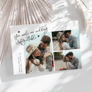 Cartão De Agradecimento Casamento Inesquecível Branco Multi Foto