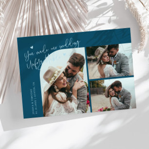 Cartão De Agradecimento Casamento Inesquecível Teal Multi Foto